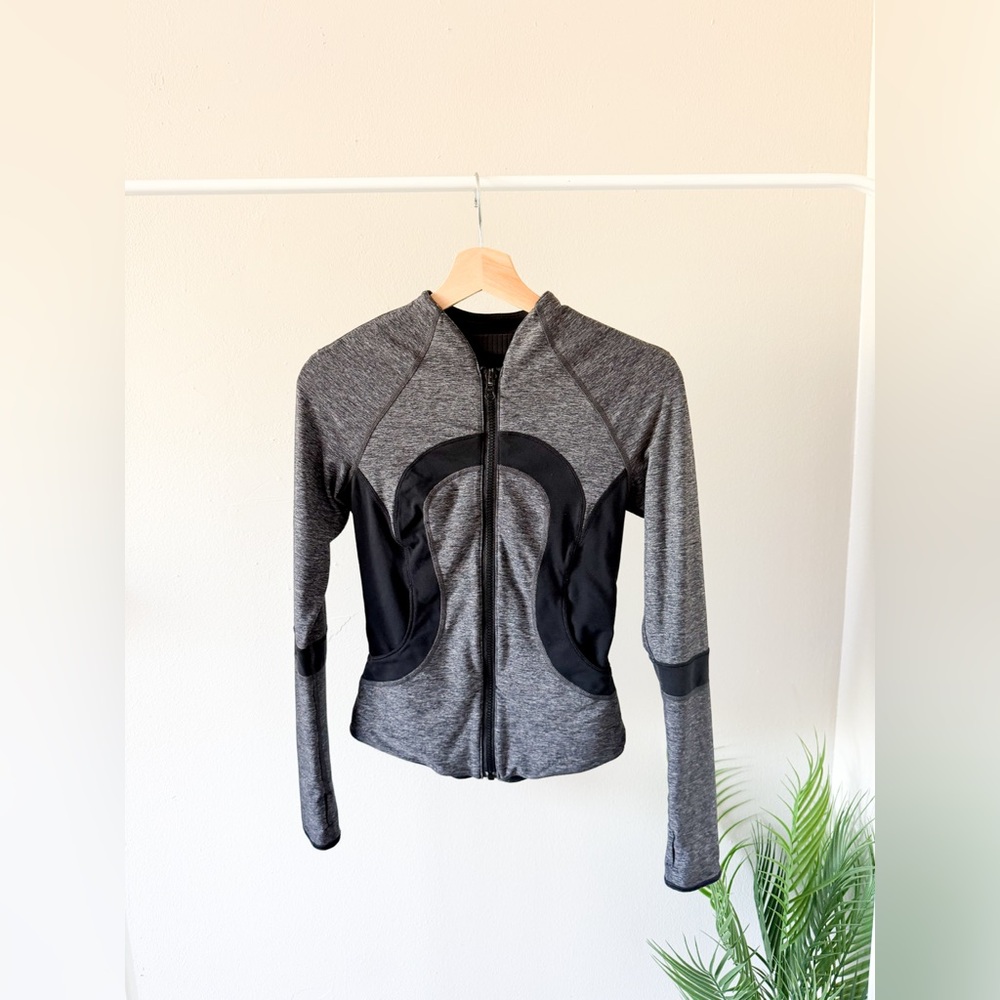 lululemon athletica Heather Gray and Black Zip-Up Jacket
